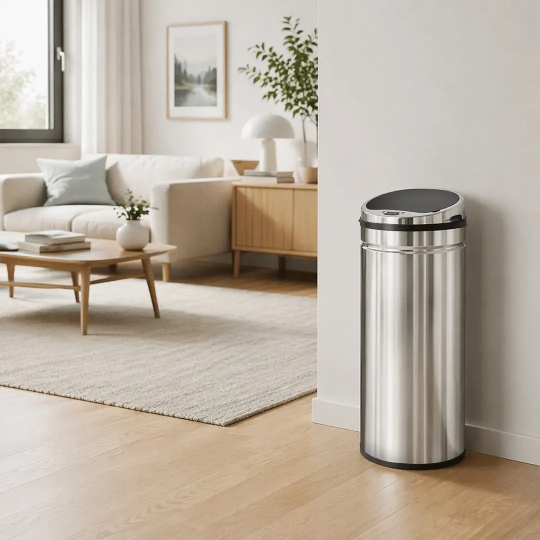 Homcom Sensorprullenbak 42L - 30,5x30,5x81,5cm Zilver - afbeelding 3 van 6