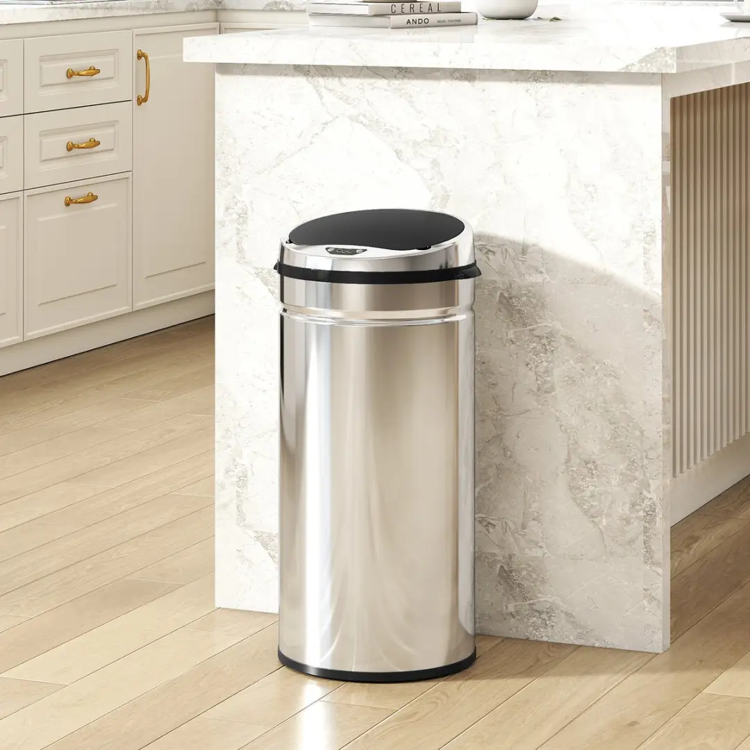 Homcom Sensorprullenbak 42L - 30,5x30,5x81,5cm Zilver - afbeelding 2 van 6