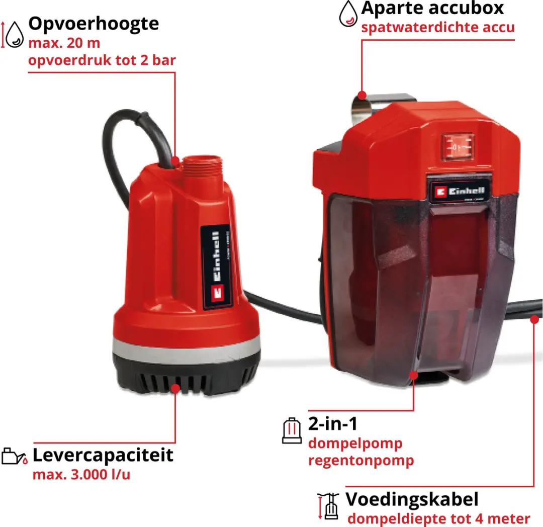 Einhell Accu Regentonpomp GE-PP 18 RB Li Solo Power X-Change
