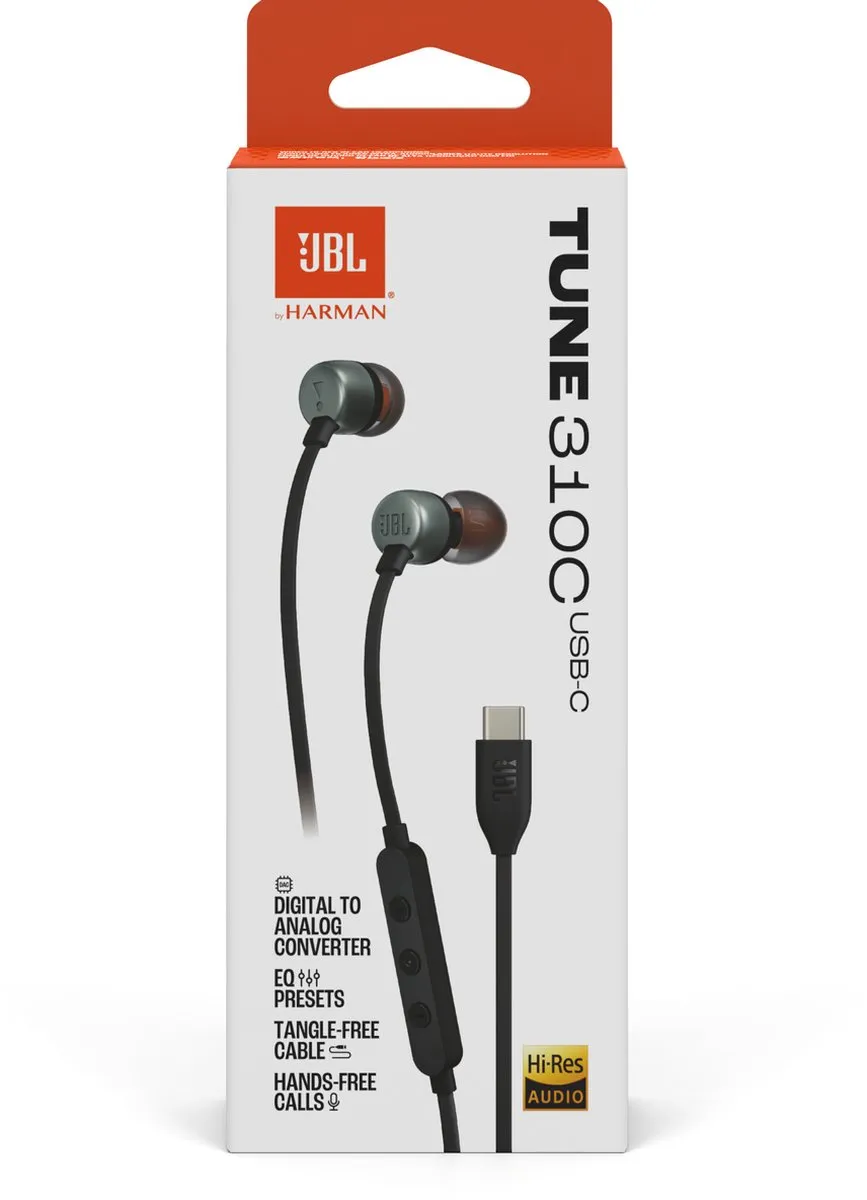 JBL Tune 310C USB-C Oordopjes - Bedraad - Zwart - afbeelding 6 van 6