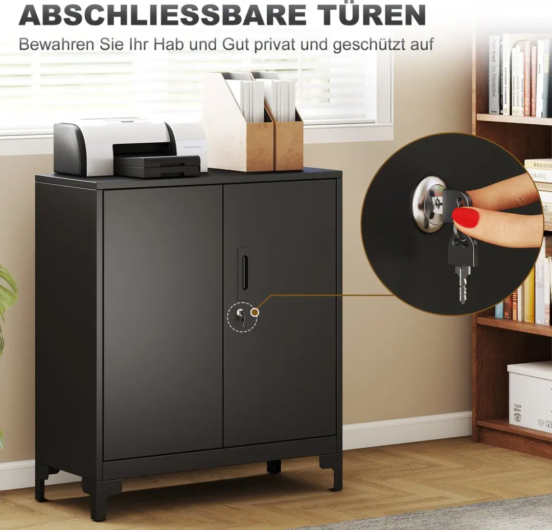 Homcom Metall Kledingkast 80x35x91cm - Zwart - afbeelding 6 van 6