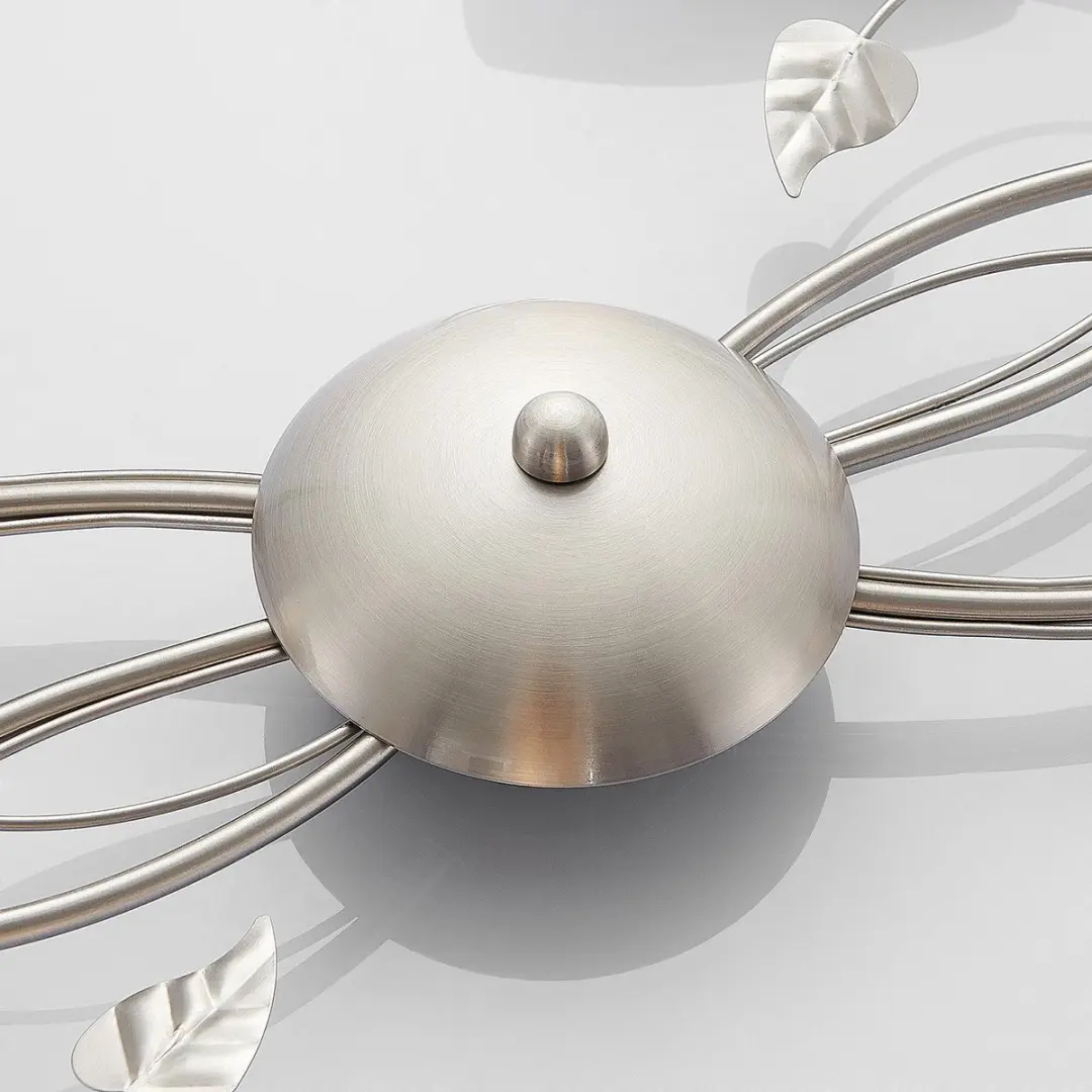 Lindby Plafondlamp 6 Lichtpunten Metaal Glas - Nikkel/Wit