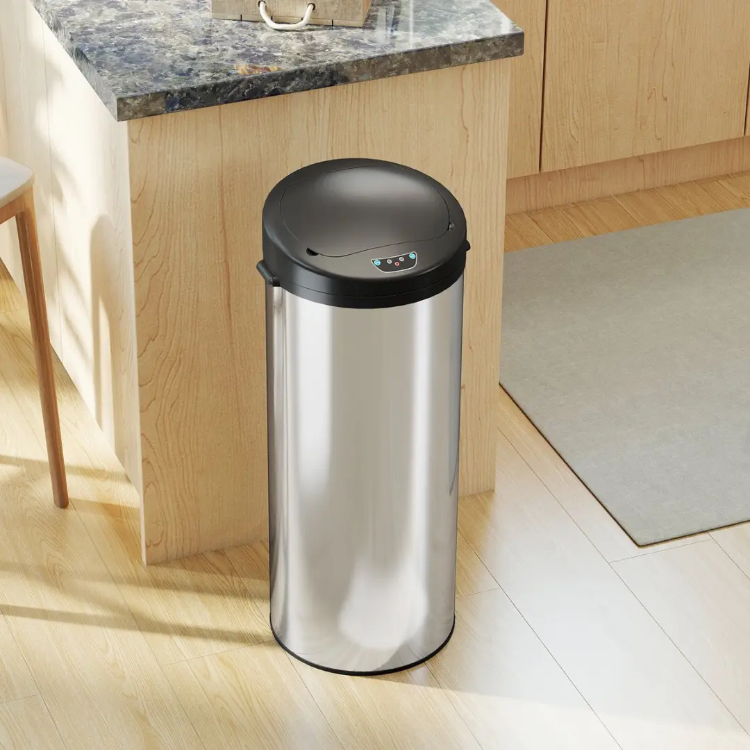 Homcom Sensor Prullenbak 55L - 32x30x78,5cm Zilver - afbeelding 3 van 6