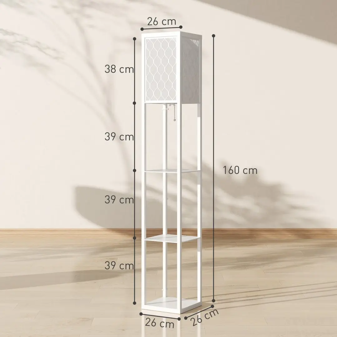 Homcom Vloerlamp MDF Stoff - 26x26x160cm Wit