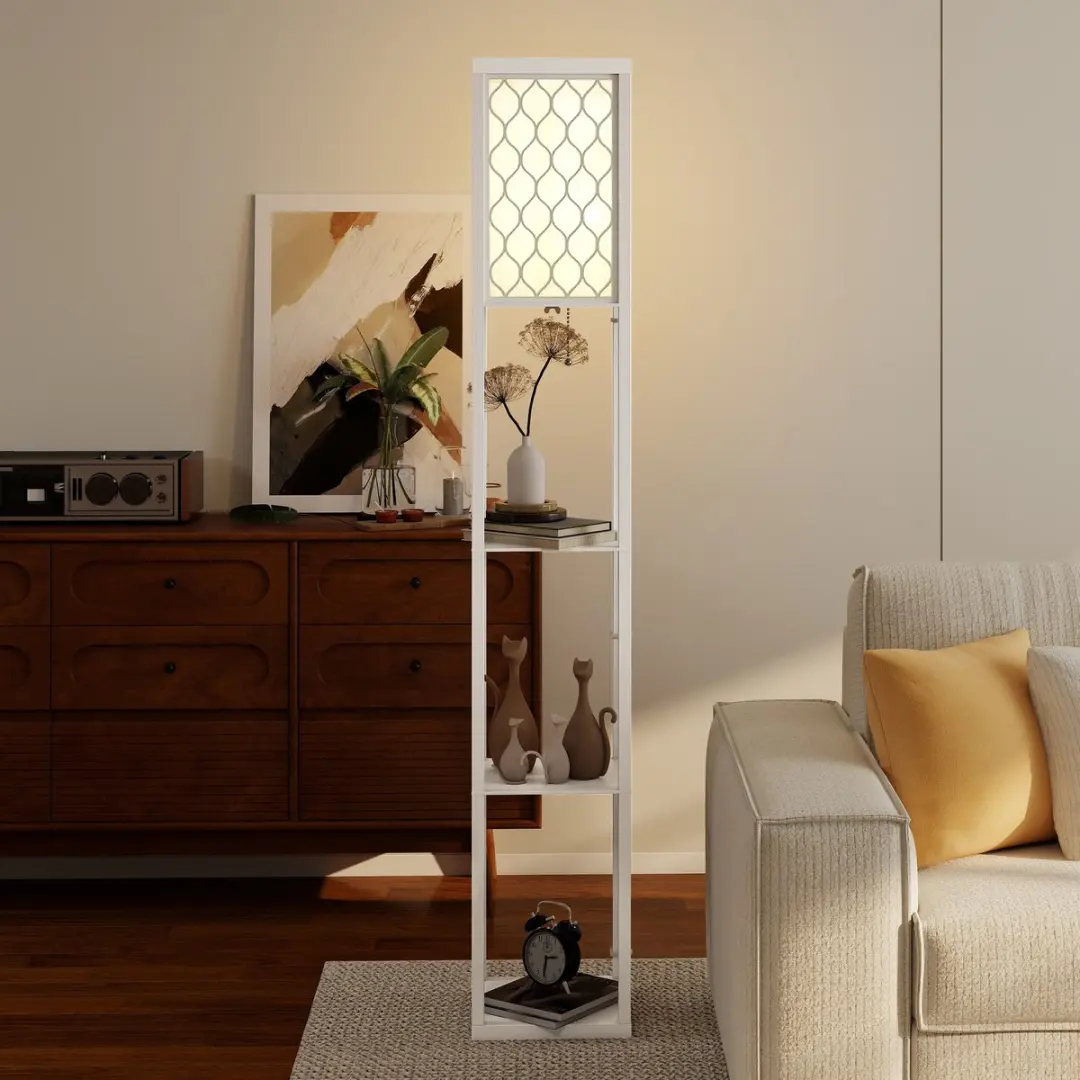 Homcom Vloerlamp MDF Stoff - 26x26x160cm Wit