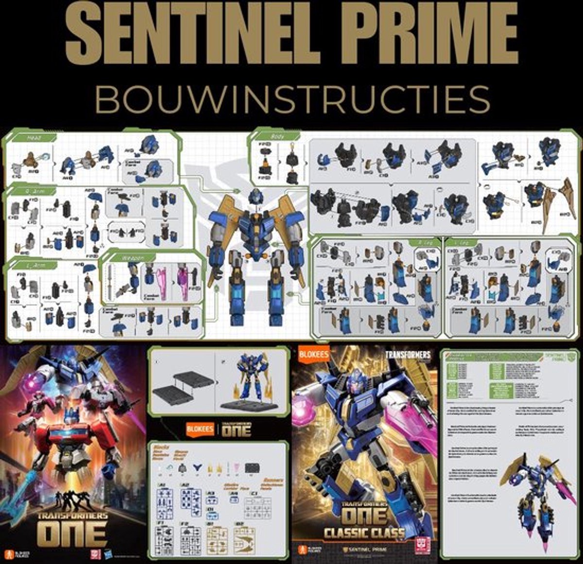 Blokees - Transformers One Classic Class 14 Sentinel Prime | Auto Bots Wars Action Figure Edition | Robot technisch modelbouw | model kit | Educatief speelgoed bouwpakket | Bekend van manga & anime