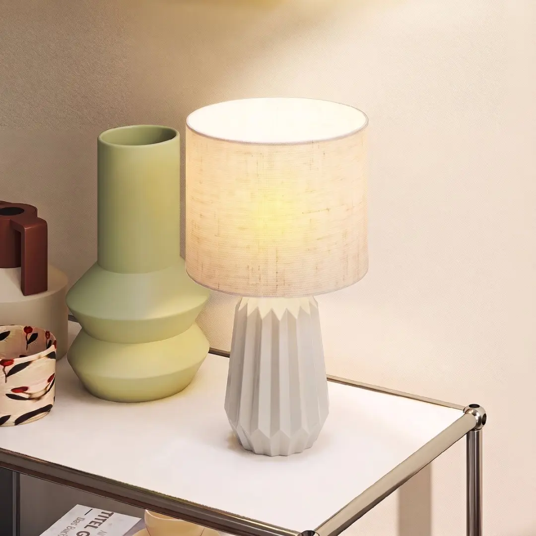 Homcom Keramieken Tafellamp Ø22cm - Beige - afbeelding 6 van 6