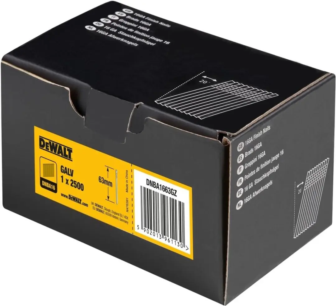 DeWalt DNBA1663GZ Strookkop Nagels 63mm - 2.500 Stuks