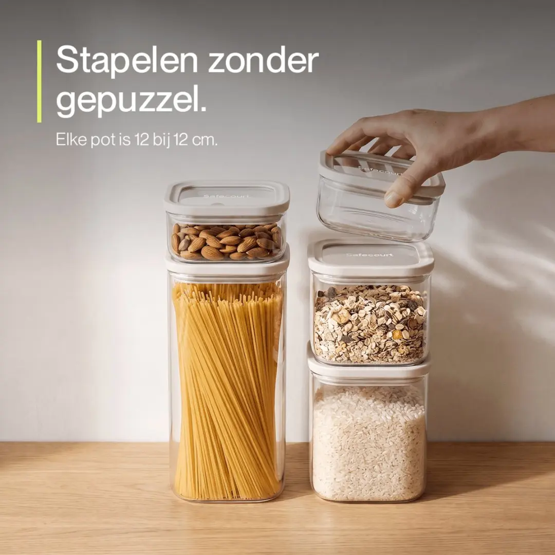 Safecourt Kitchen Glass Storage Jars 7.4L - 5 Stuks - Beige