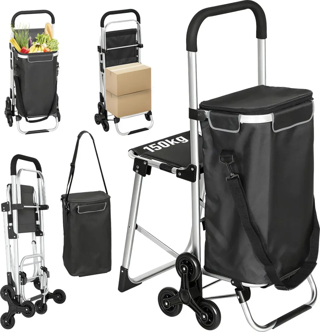 Homcom 3-in-1 Boodschappentrolley 40L