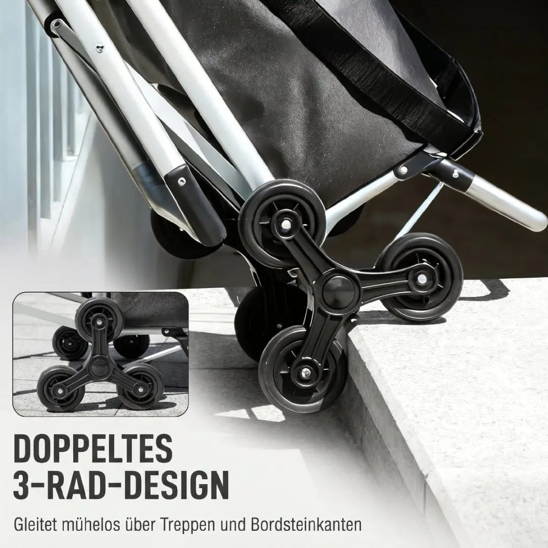 Homcom 3-in-1 Boodschappentrolley 40L - Donkergrijs - afbeelding 6 van 6