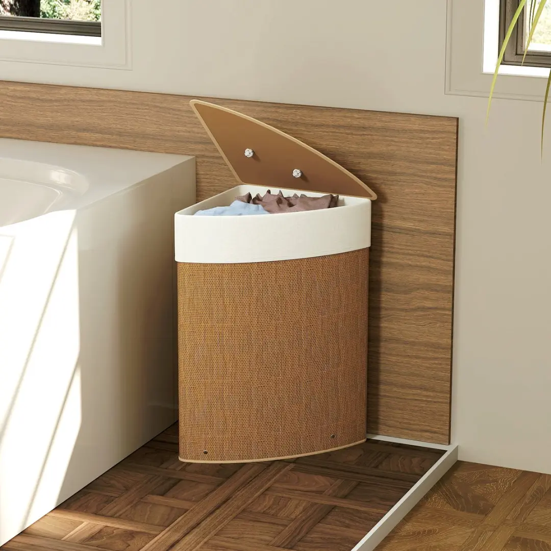 Homcom Bamboe Wasmand 35x35x60cm - Bruin - afbeelding 3 van 6