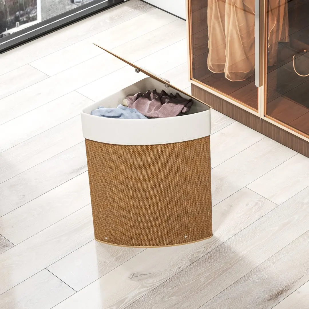 Homcom Bamboe Wasmand 35x35x60cm - Bruin - afbeelding 4 van 6