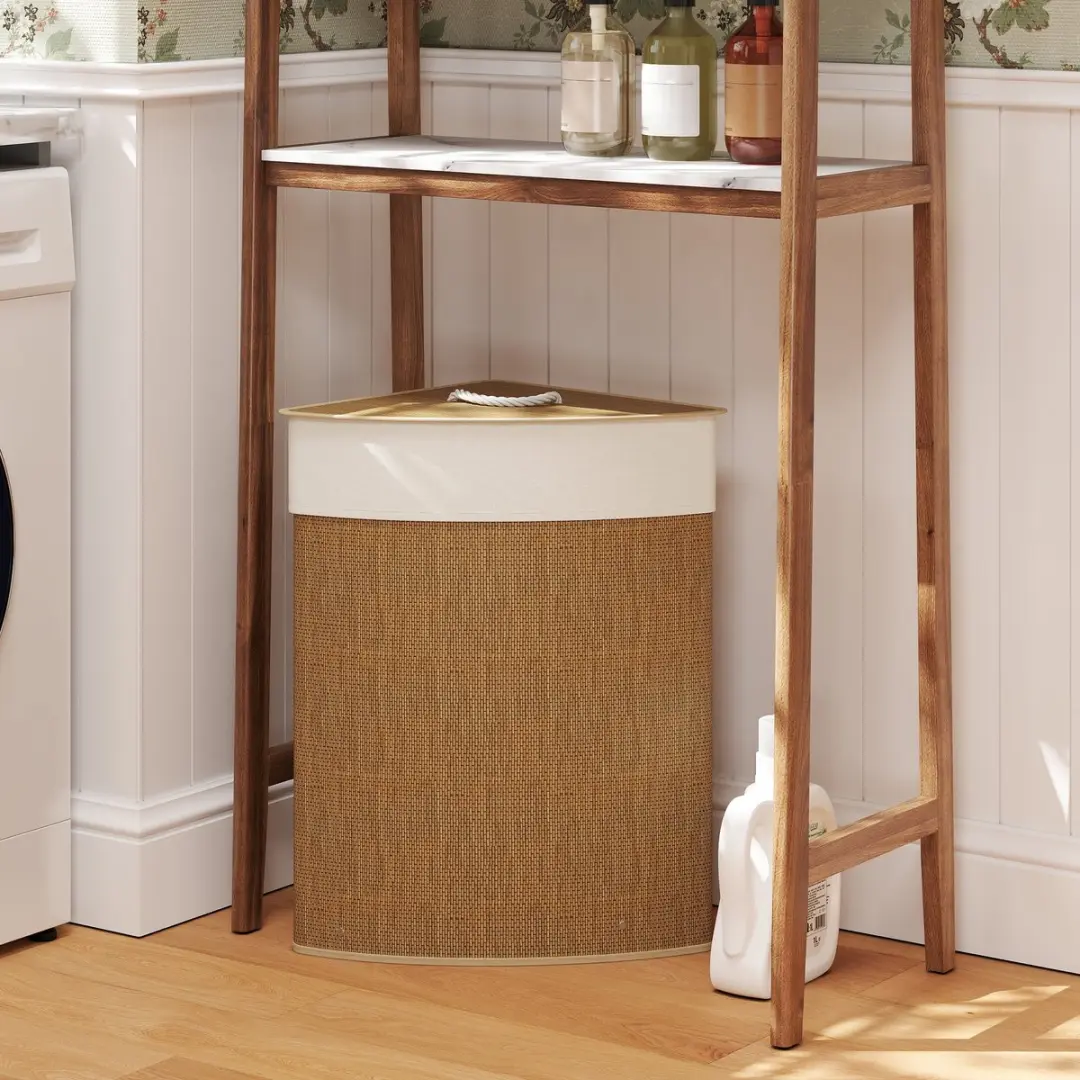 Homcom Bamboe Wasmand 35x35x60cm - Bruin - afbeelding 2 van 6