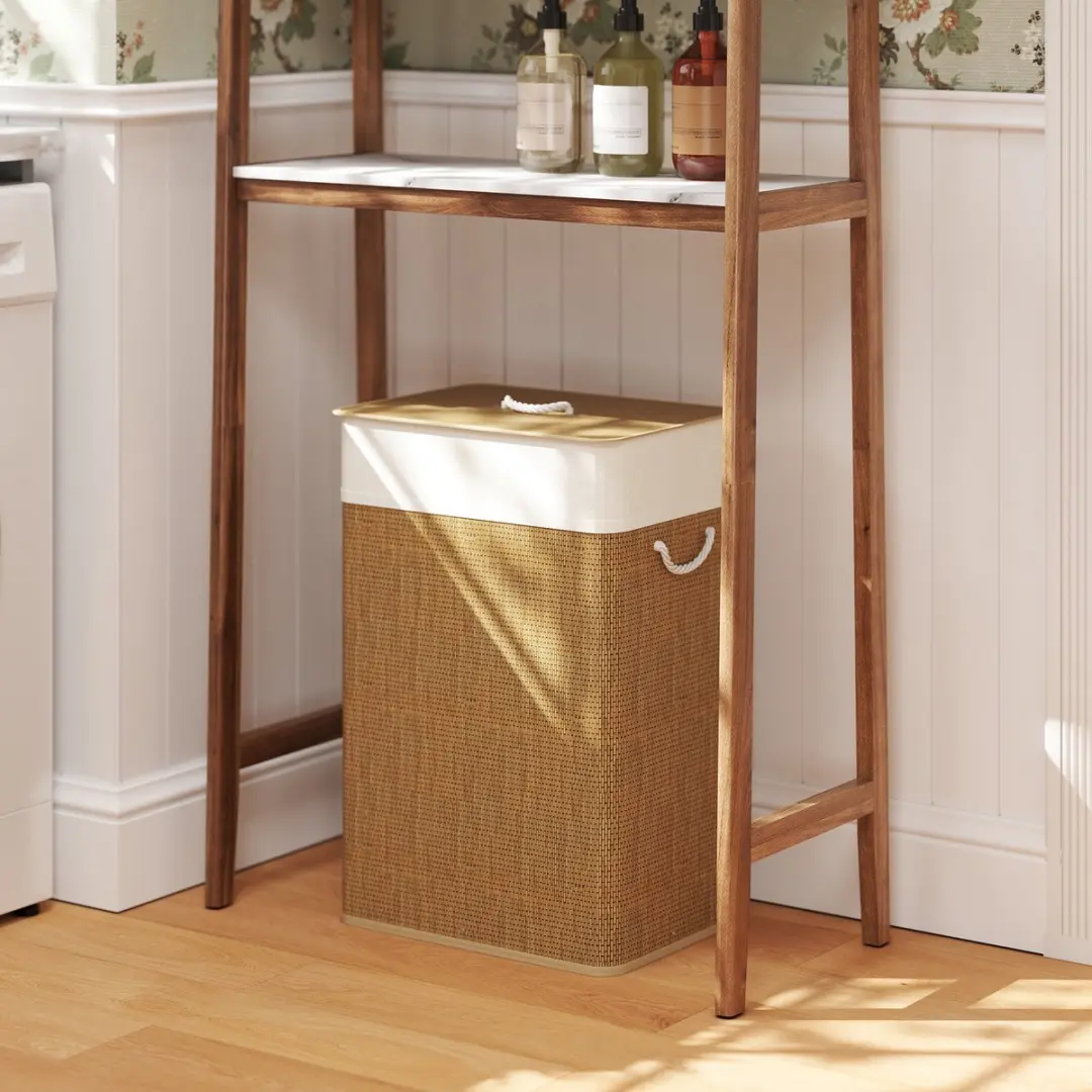 Homcom Bamboe Wasmand 40L - 30x60cm - Bruin - afbeelding 2 van 6