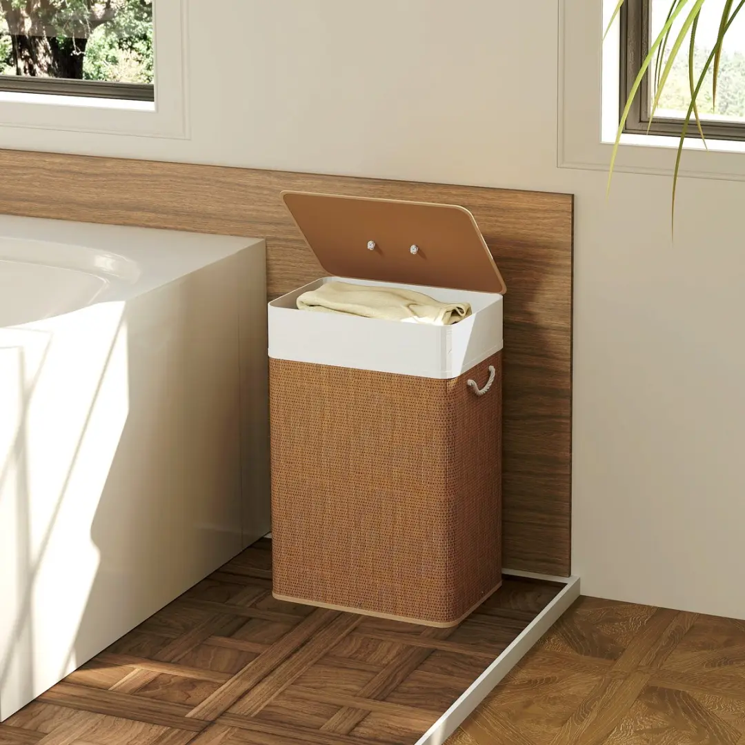 Homcom Bamboe Wasmand 40L - 30x60cm - Bruin - afbeelding 4 van 6