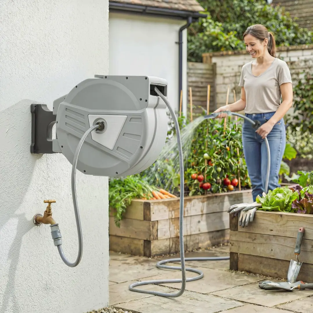 Outsunny Oprolbare Slanghaspel Grijs 40m
