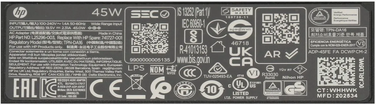 HP 740015-002 Oplader 45W