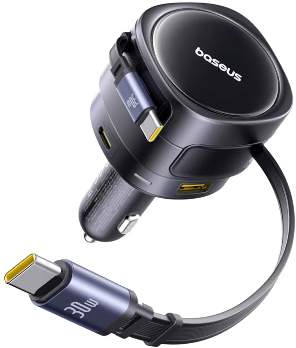 Baseus Autolader 90W Auto - 2x USB-C 1x USB-A - Zwart