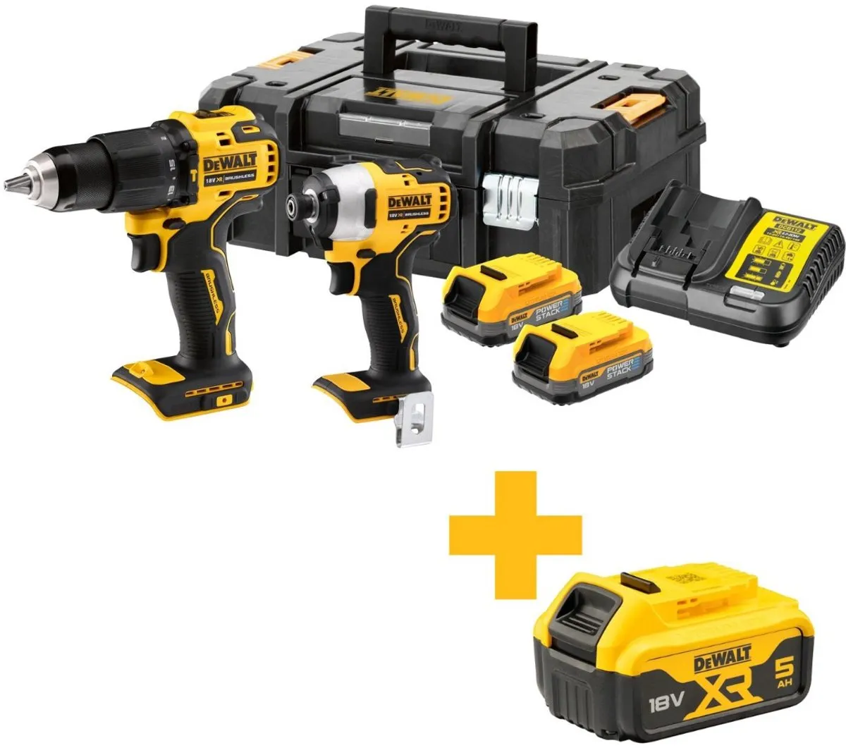 DeWalt DCK2062E2T Accu Combiset 18V XR POWERSTACK - 2x 1.7Ah