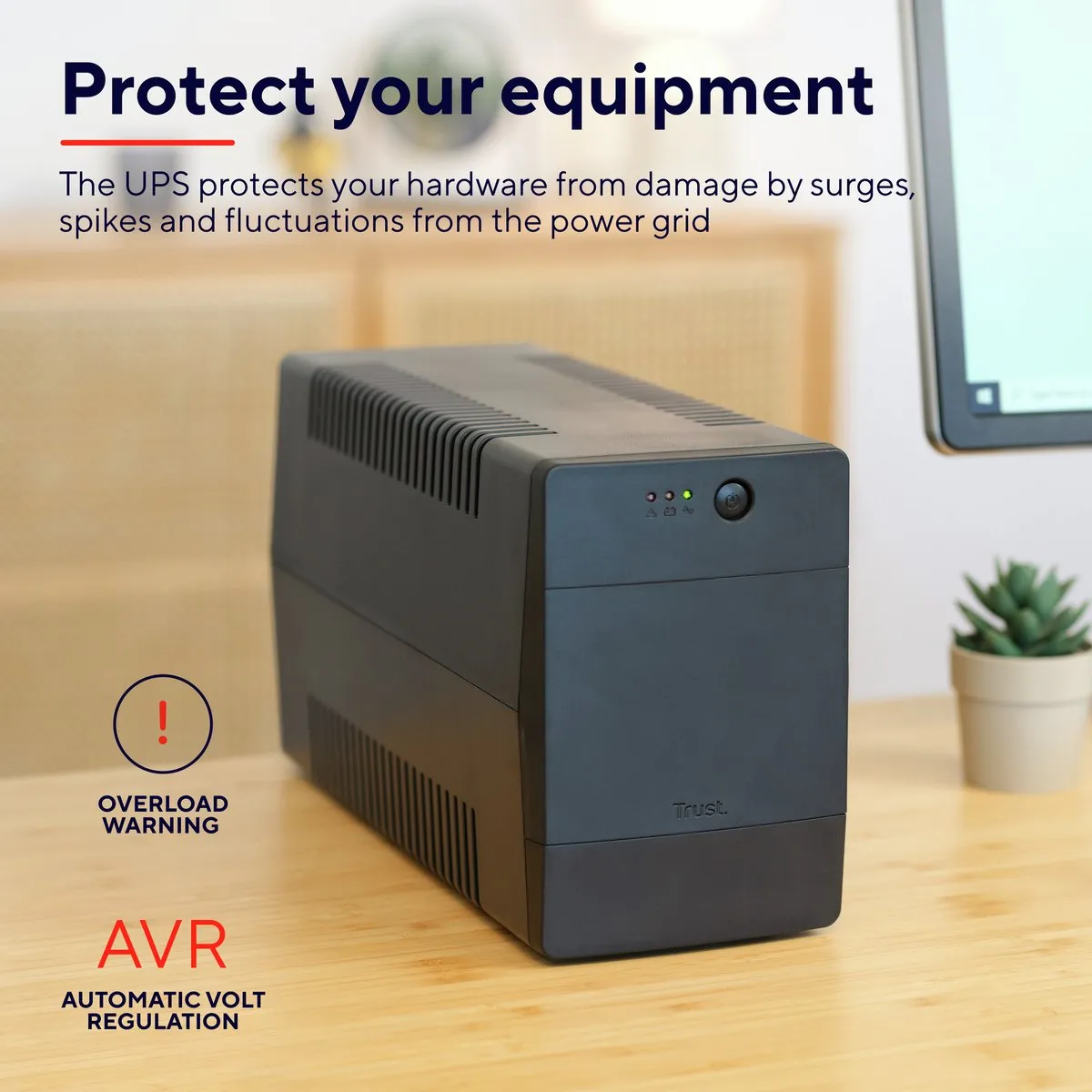 Trust Paxxon 1000VA UPS - 600W - 4 Stopcontacten - Zwart