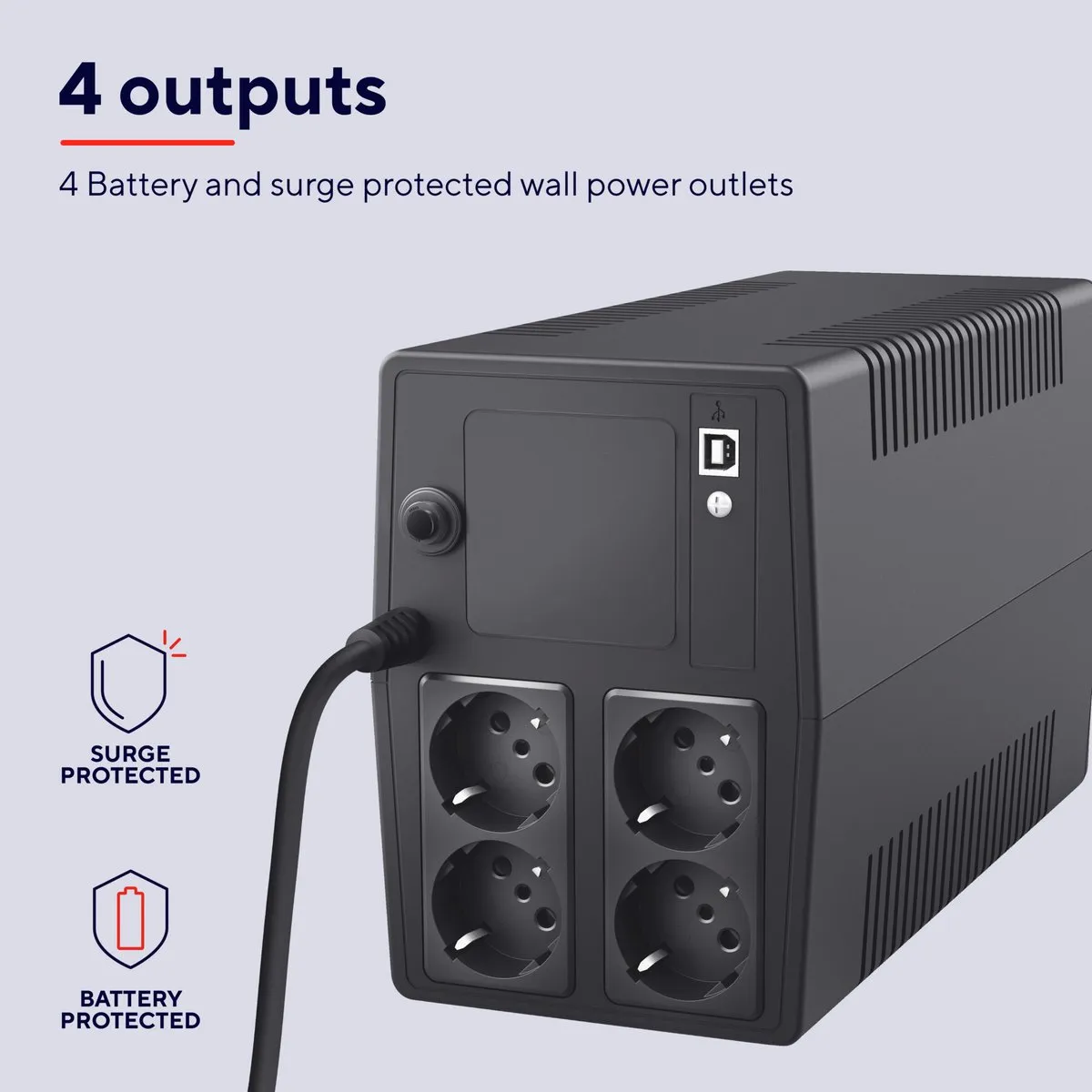 Trust Paxxon 1000VA UPS - 600W - 4 Stopcontacten - Zwart