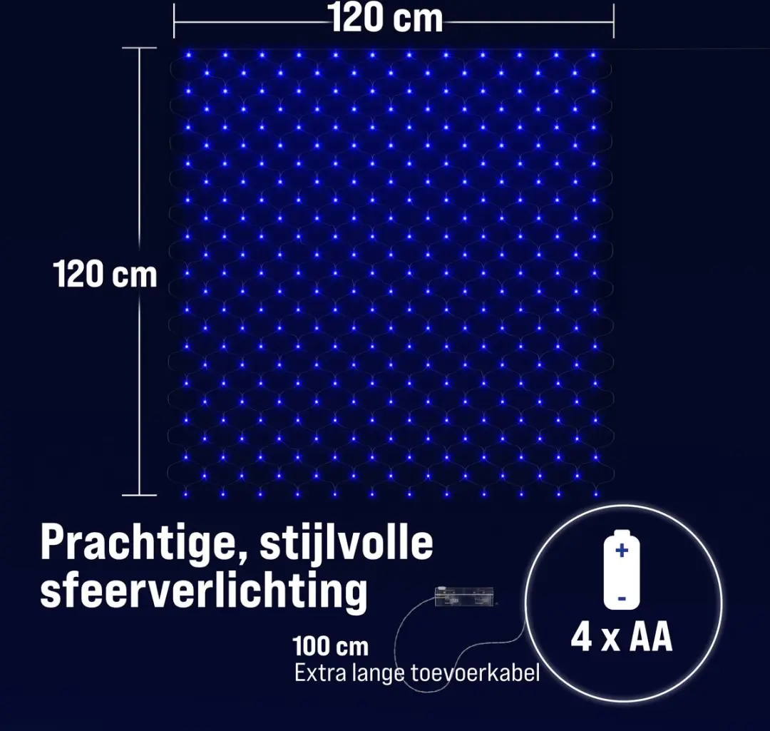 Monzana Lichtgordijn 120x120cm 100 Leds - Blauw