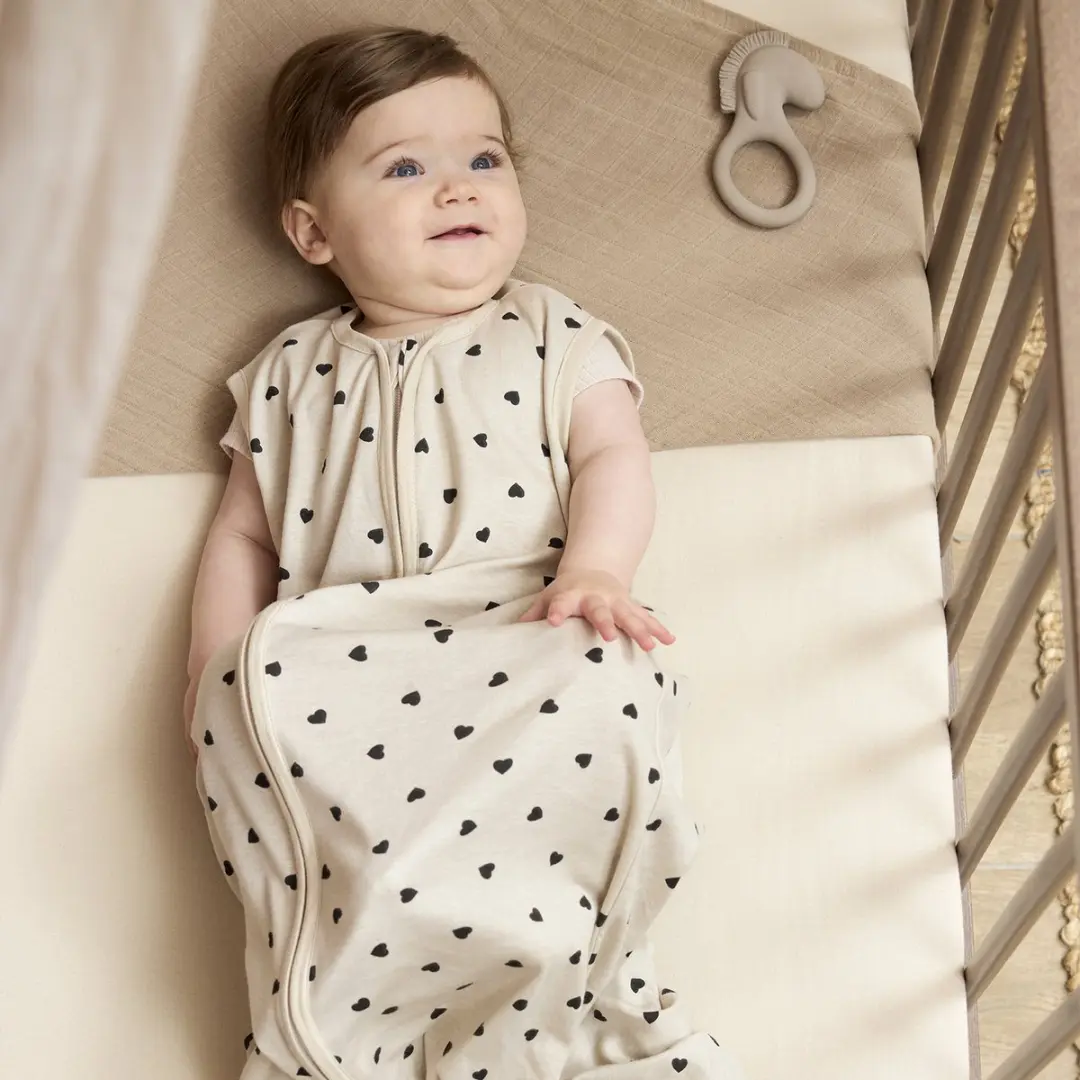 Meyco Baby Sweet Heart Zomerslaapzak 90cm - Soft Sand/Black