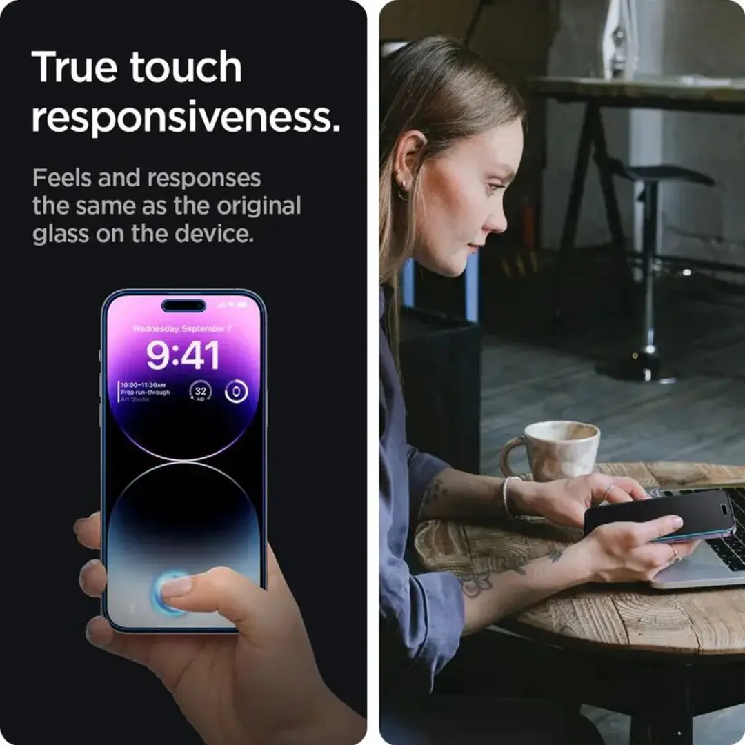 Spigen EZ Fit GLAS.tR iPhone 14 Pro Max Schermbeschermer - 2 Stuks