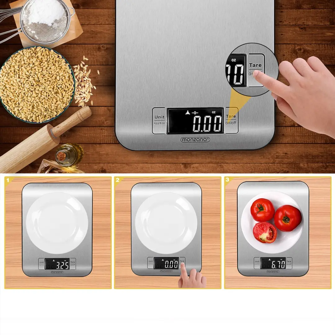 Monzana Digitale Keukenweegschaal 8kg - Zilver