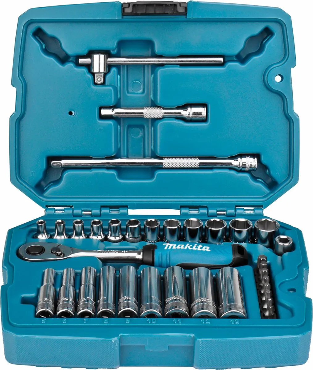 Makita B-65567 Doppenset 34-delig - 1/4" - Blauw