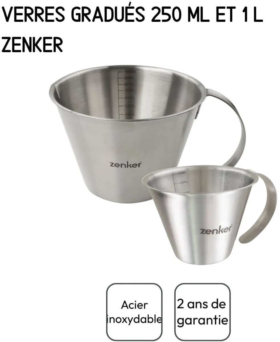 Zenker Roestvrijstalen Maatbekers Set 250ml & 1L