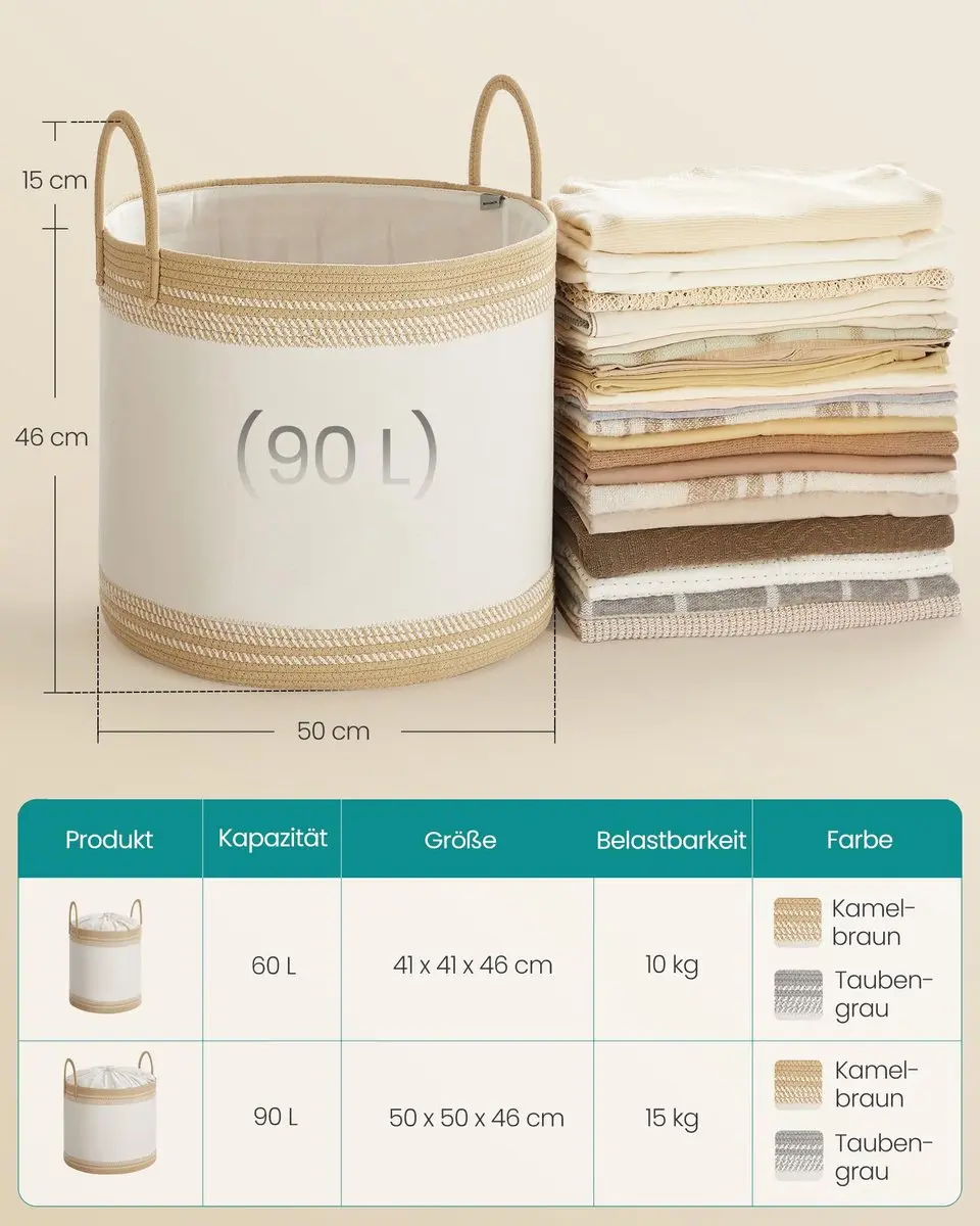 Songmics Wasemmer 90L - Beige