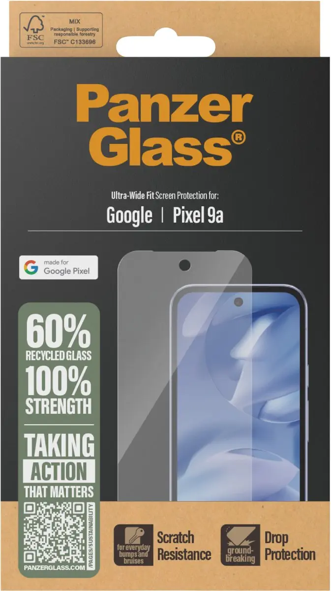 PanzerGlass 4792 Screenprotector Google Pixel 9a - Transparant