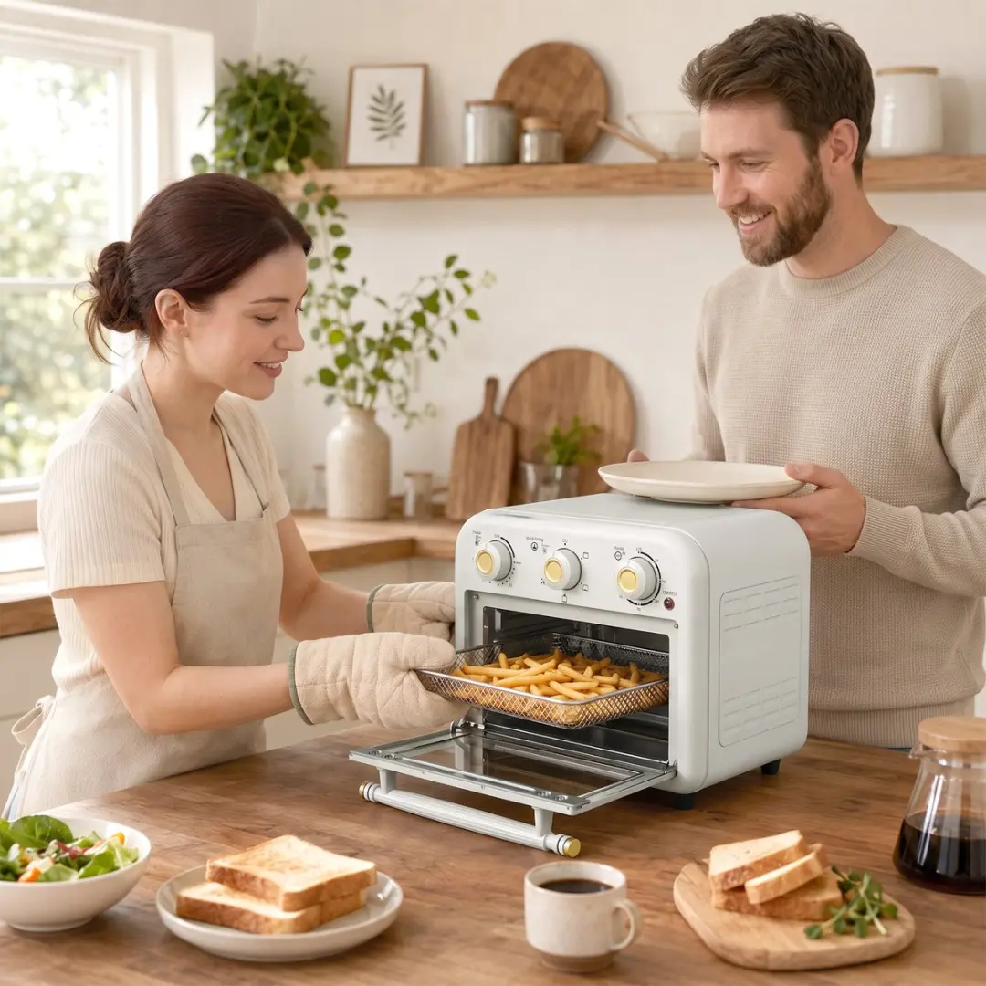 Homcom Airfryer Oven 12L - 1200W - 3 Posities - Crèmewit