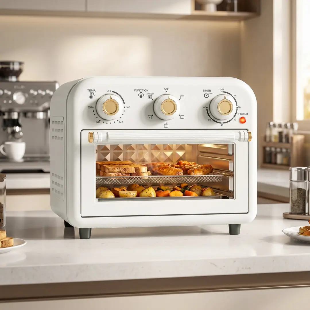 Homcom Airfryer Oven 12L - 1200W - 3 Posities - Crèmewit