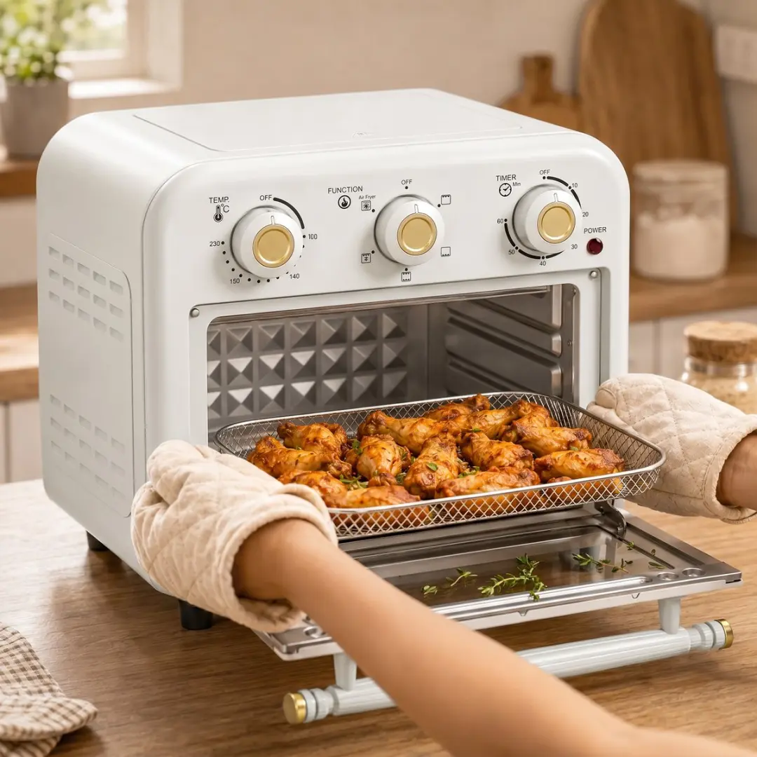 Homcom Airfryer Oven 12L - 1200W - 3 Posities - Crèmewit