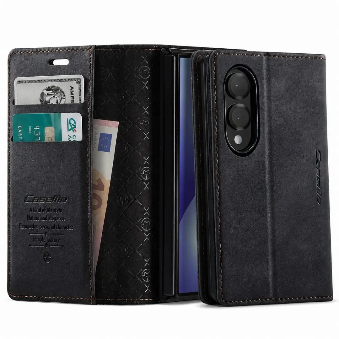 Caseme Leren Hoesje FOLIO-KAZME-BK-ZFO8 Zwart - Samsung Galaxy Z Fold8