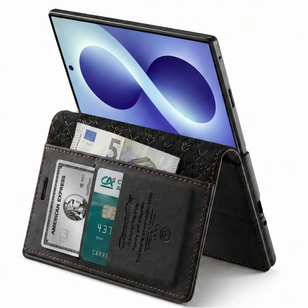 Caseme Leren Hoesje FOLIO-KAZME-BK-ZFO8 Zwart - Samsung Galaxy Z Fold8