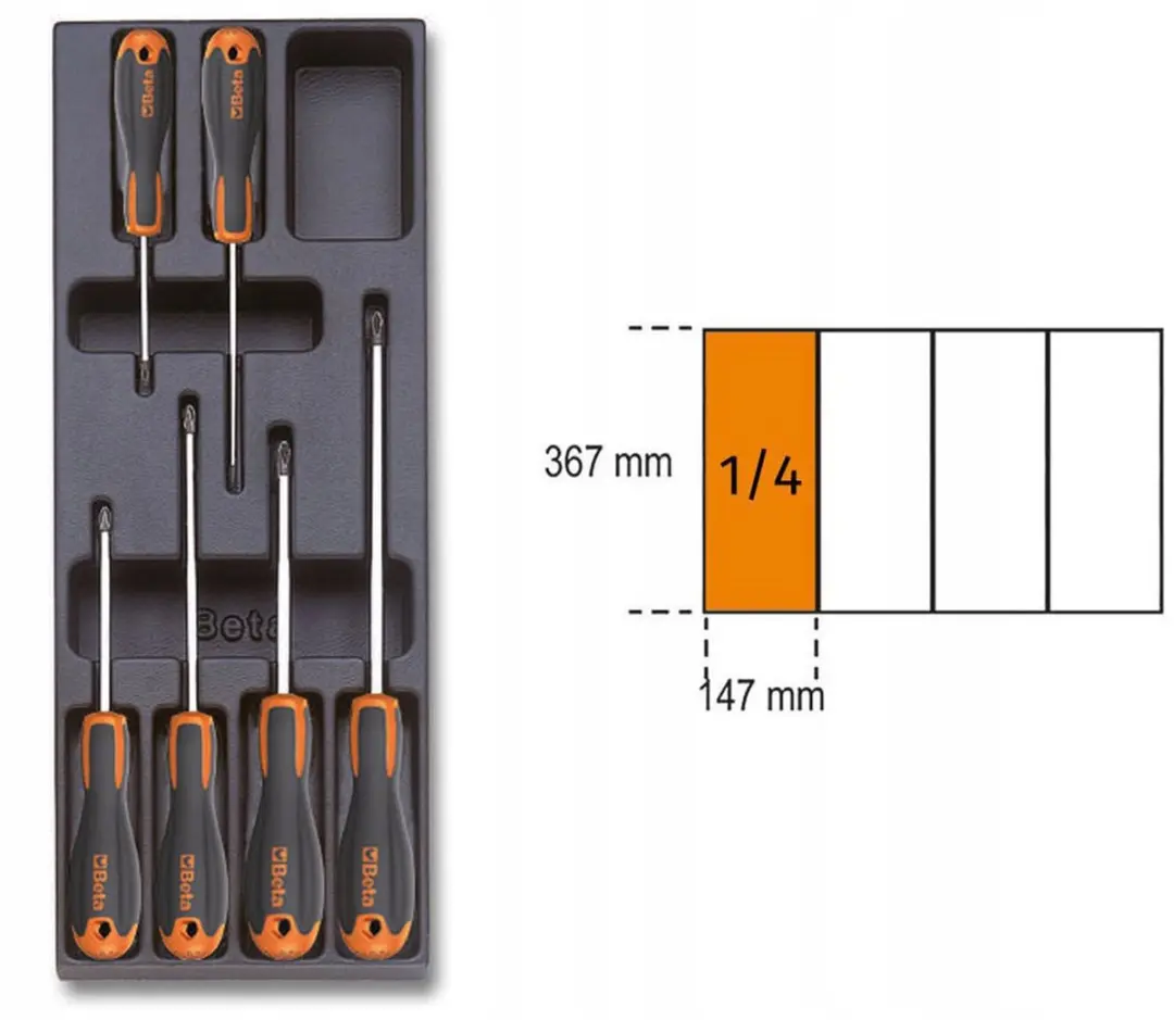 Beta Evox T213 Kruiskopschroevendraaierset - 6-delig - Oranje/Zwart