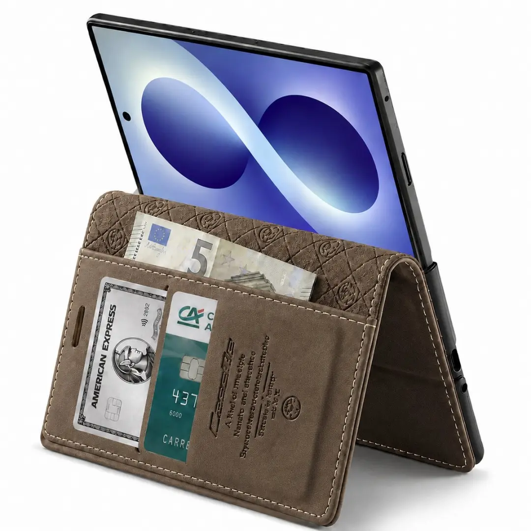 Caseme Leren Hoesje FOLIO-KAZME-BR-ZFO8 - Samsung Galaxy Z Fold8 - Bruin