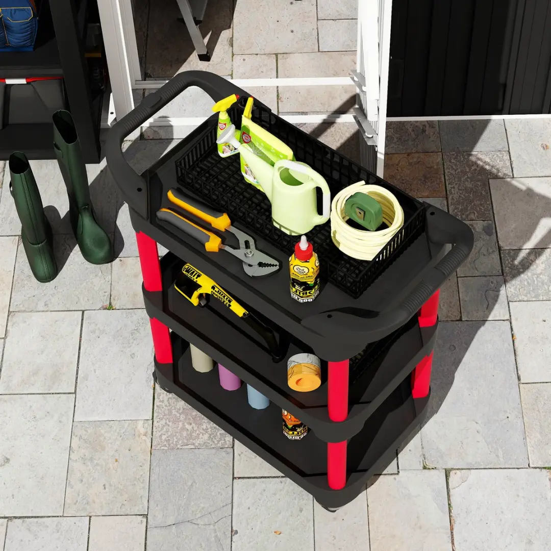 Homcom Rolgereedschapswagen 81x43x96cm - Zwart/Rood