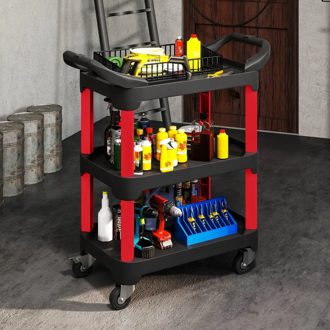 Homcom Rolgereedschapswagen 81x43x96cm - Zwart/Rood
