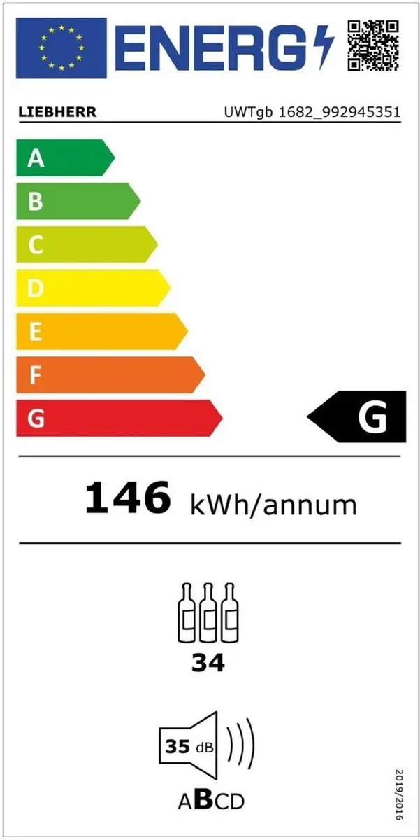 Liebherr Wijnkoelkast UWTgb 1682 - 34 Flessen - 94L - Zwart
