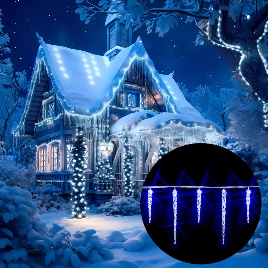 Monzana Kerstverlichting IJspegels 40 LED Blauw - 5m - IP44