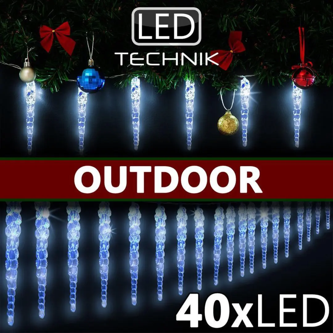 Monzana Kerstverlichting IJspegels 40 LED Blauw - 5m - IP44