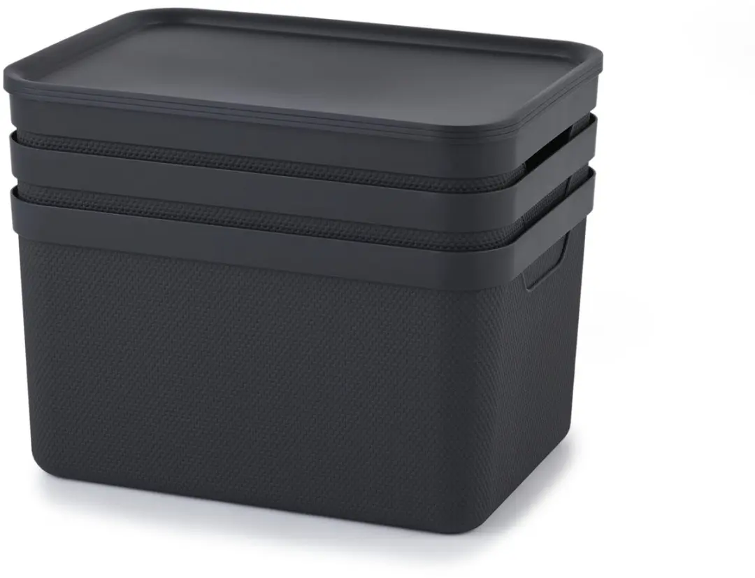 Rotho Jive Opbergboxen Set 3x16L - Zwart/Antraciet