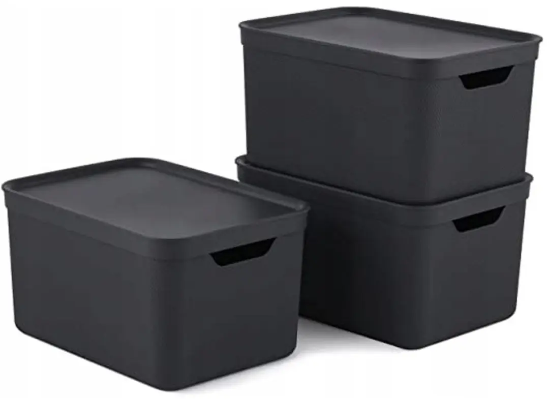 Rotho Jive Opbergboxen Set 3x16L - Zwart/Antraciet