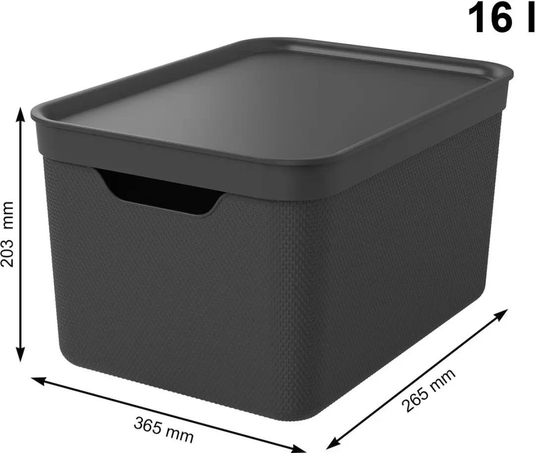 Rotho Jive Opbergboxen Set 3x16L - Zwart/Antraciet - afbeelding 6 van 6