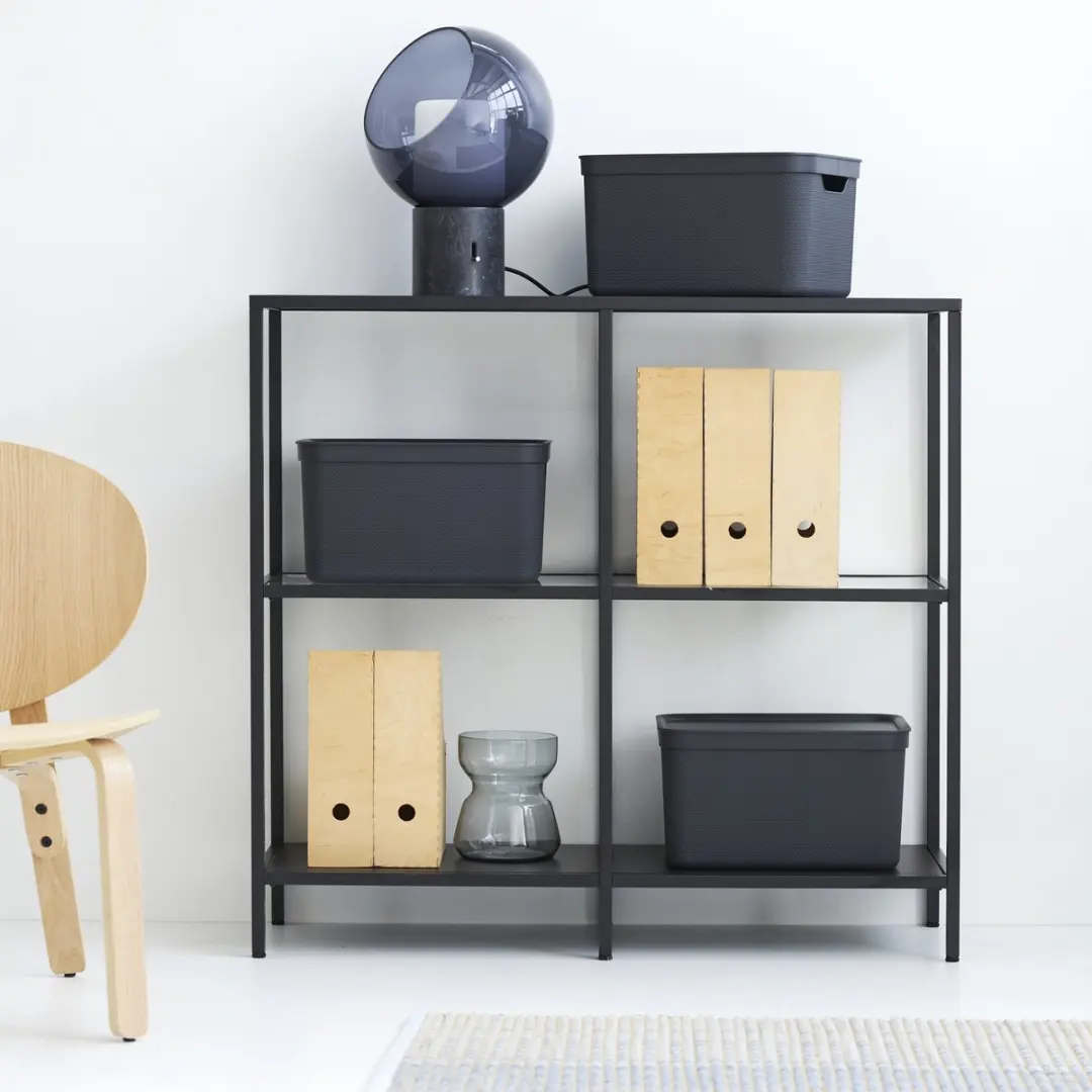 Rotho Jive Opbergboxen Set 3x16L - Zwart/Antraciet